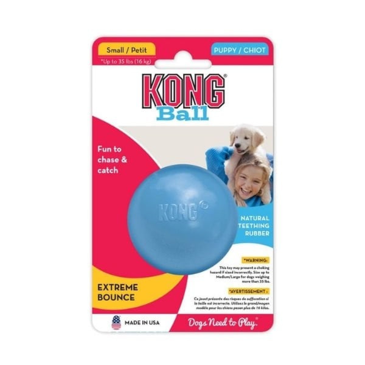 Kong Delikli Top Yavru Köpek Oyuncağı Medium/Large Mavi/Pembe 7.5 Cm