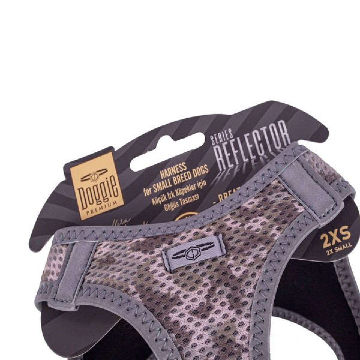 Doggie Havalı Dokuma Reflektör Küçük Irk Köpek Göğüs Tasması Xxsmall Kamuflaj 26-30 Cm