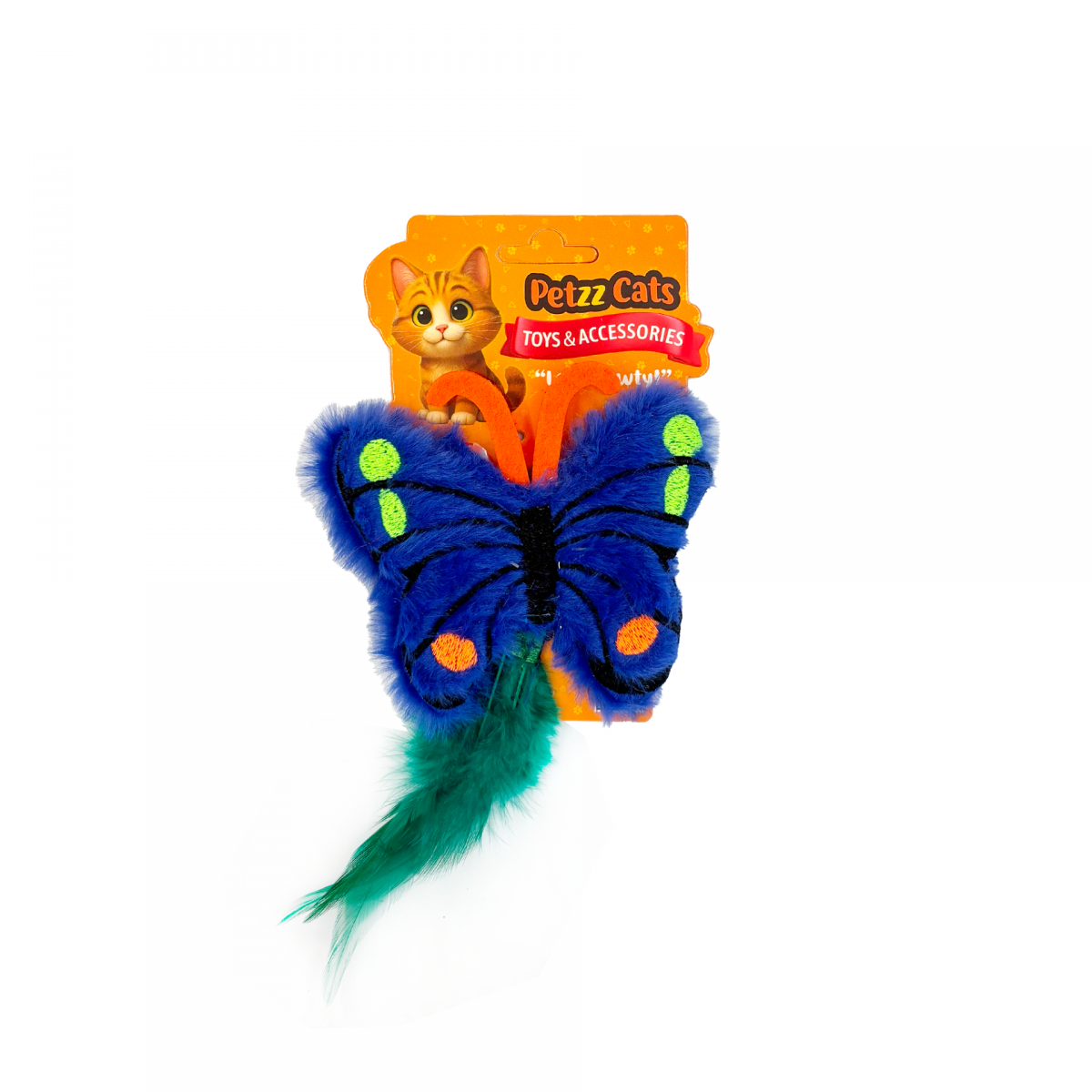 PetzzCats Kelebek Matatabi ve Çıngırak Sesli Peluş Kedi Oyuncağı Mavi 12x15 Cm