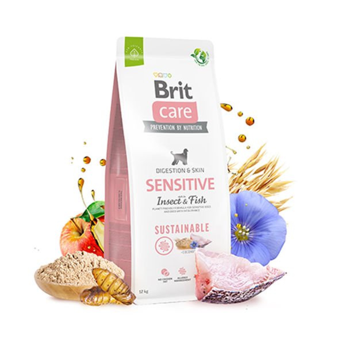 Brit Care Sustainable Sensitive Balıklı ve Böcek Proteinli Yetişkin Köpek Maması 12 Kg