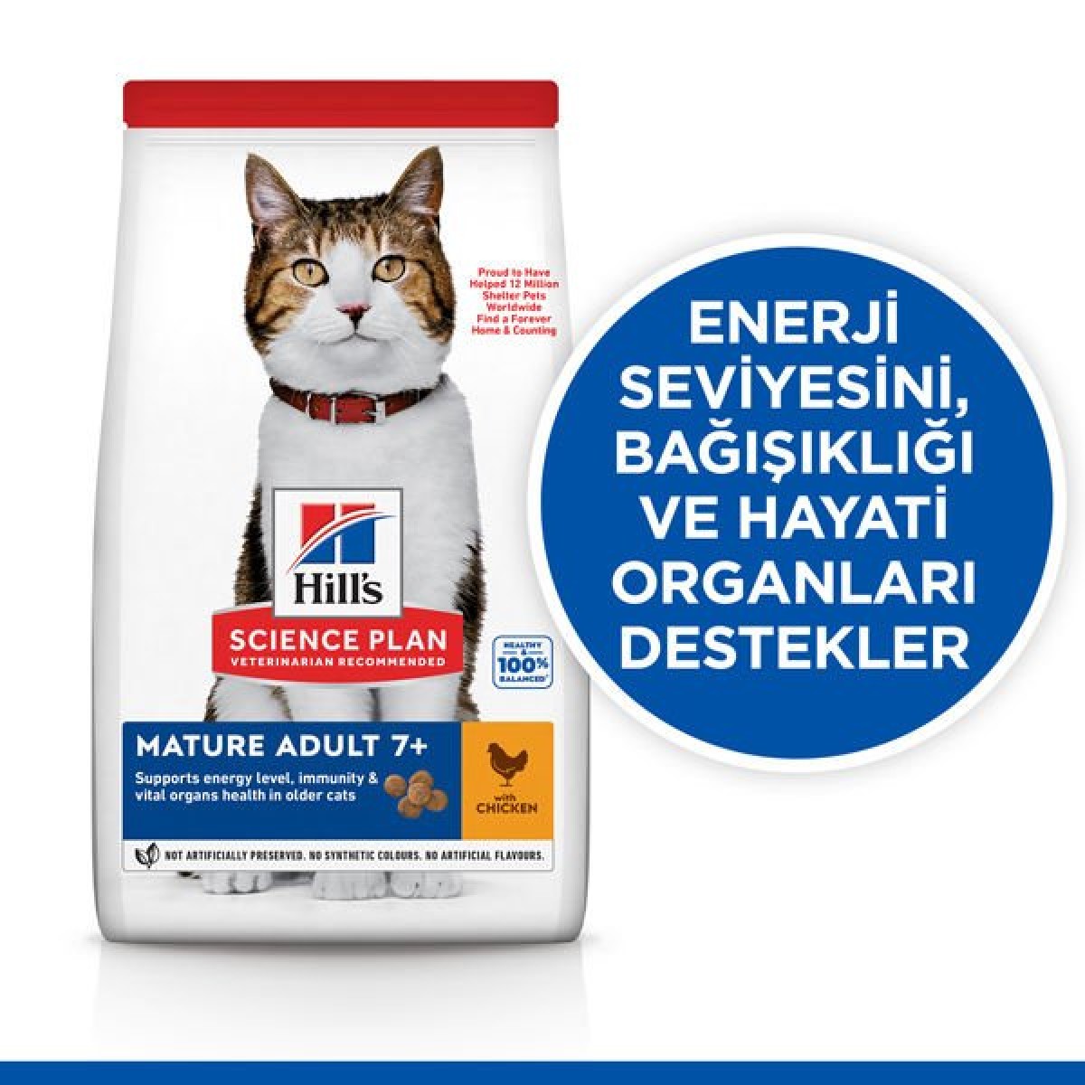Hills Mature +7 Tavuklu Yaşlı Kedi Maması 1.5 Kg