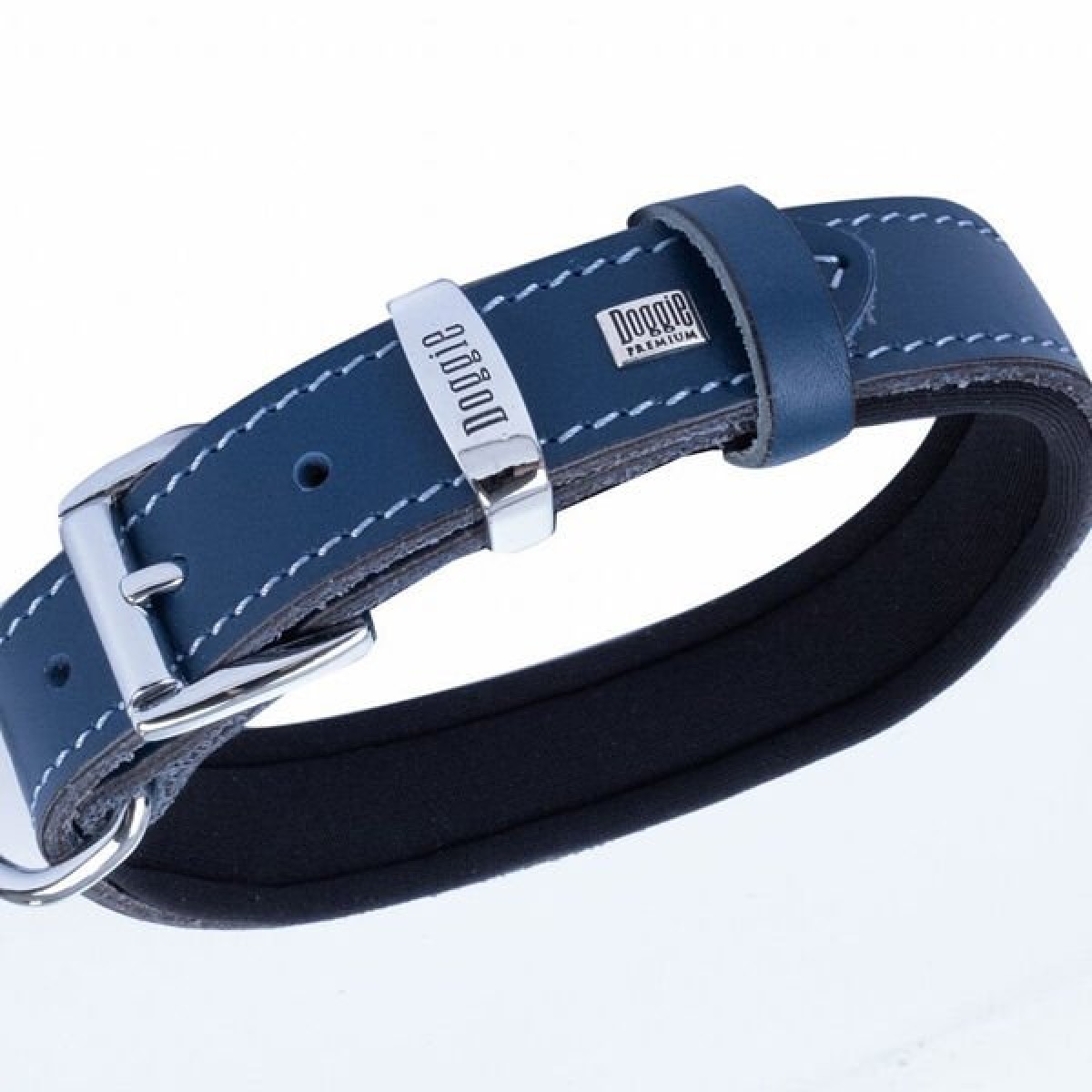 Doggie Comfort Deri Nazar Boncuklu Köpek Boyun Tasması Medium Mavi 2.5x37-45 Cm