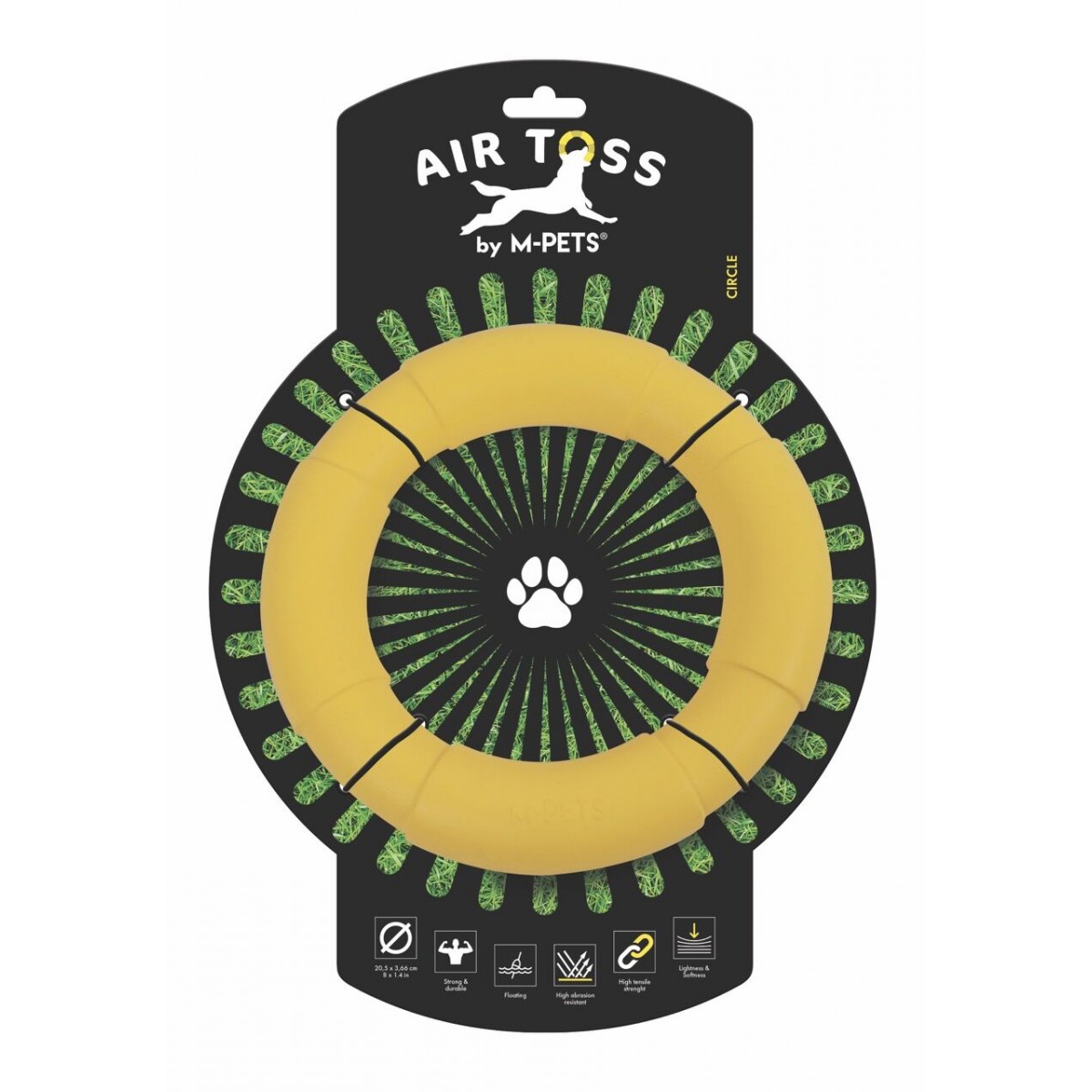 M-Pets Air Toss Circle Dayanıklı Suda Yüzen Köpek Oyuncağı Sarı 20.5x3.66 Cm
