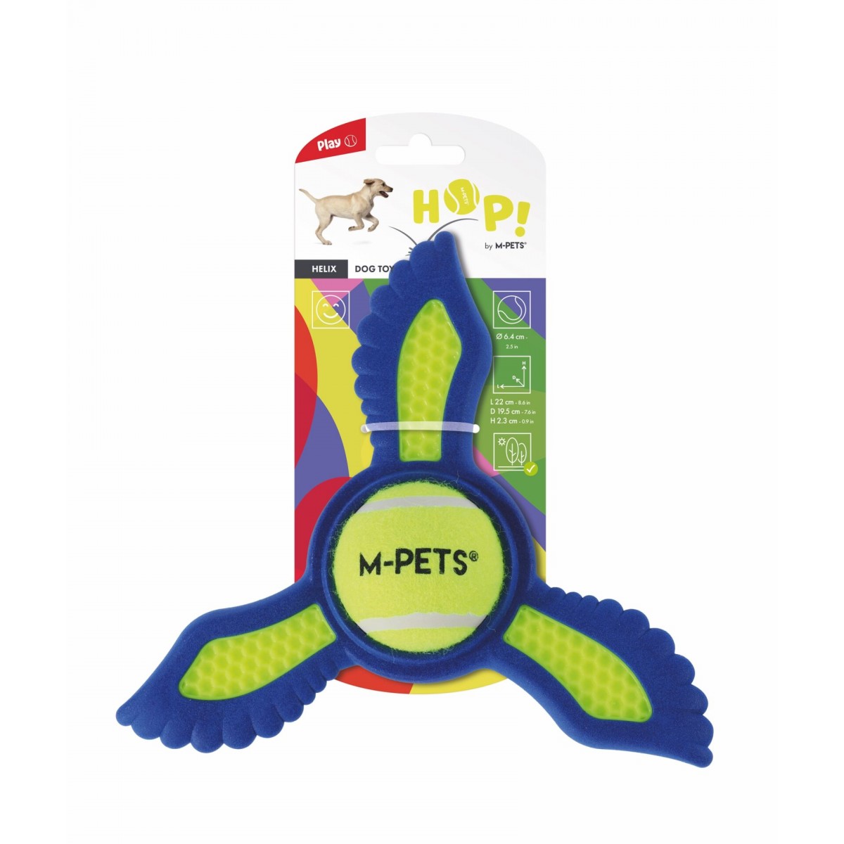 M-Pets Hop Helix Frizbi Köpek Oyuncağı 21.9x19.5x2.3 Cm Sarı/Mavi