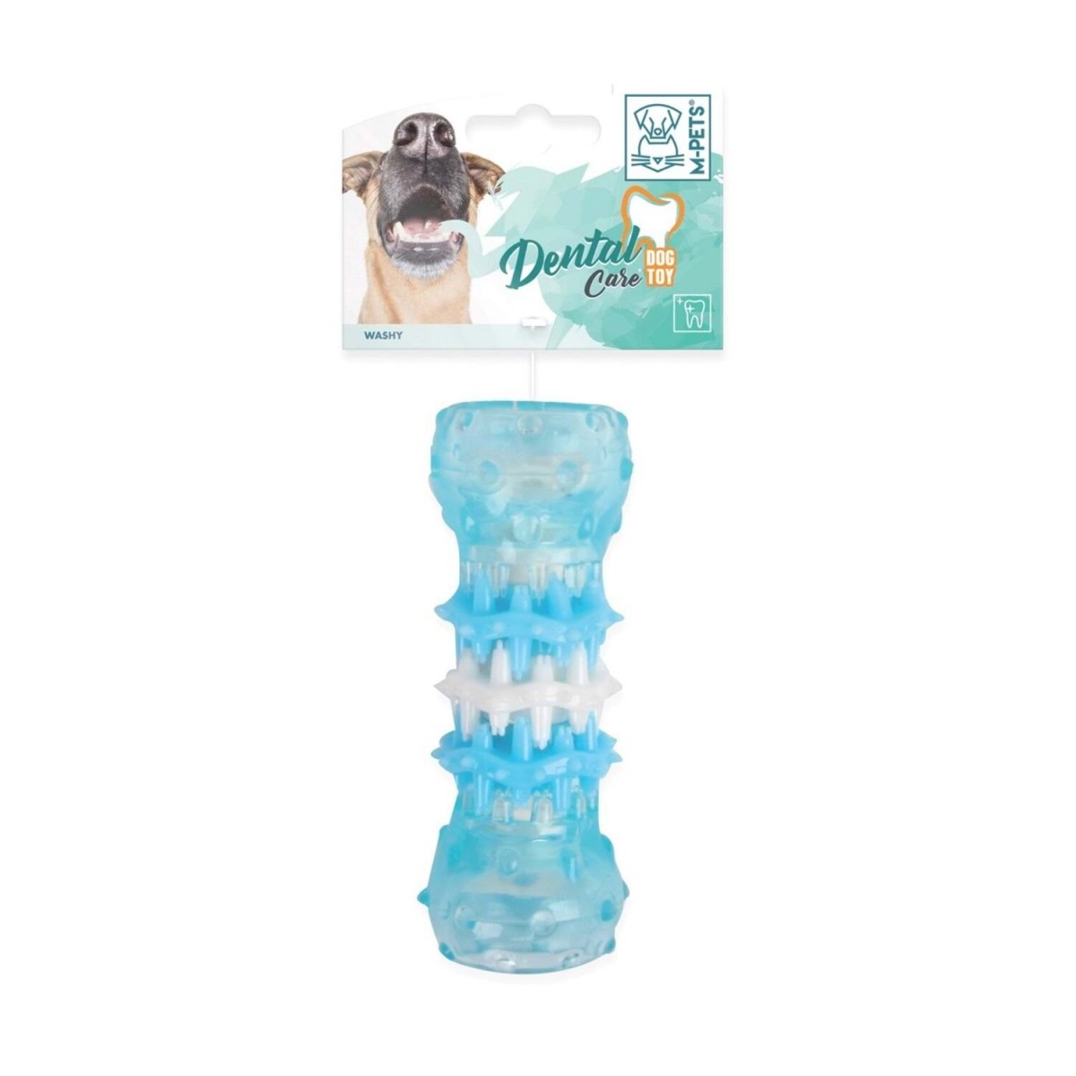 M-Pets Dental Diş Bakımı Kauçuk Köpek Oyuncağı 4x4x10 Cm Small Mavi