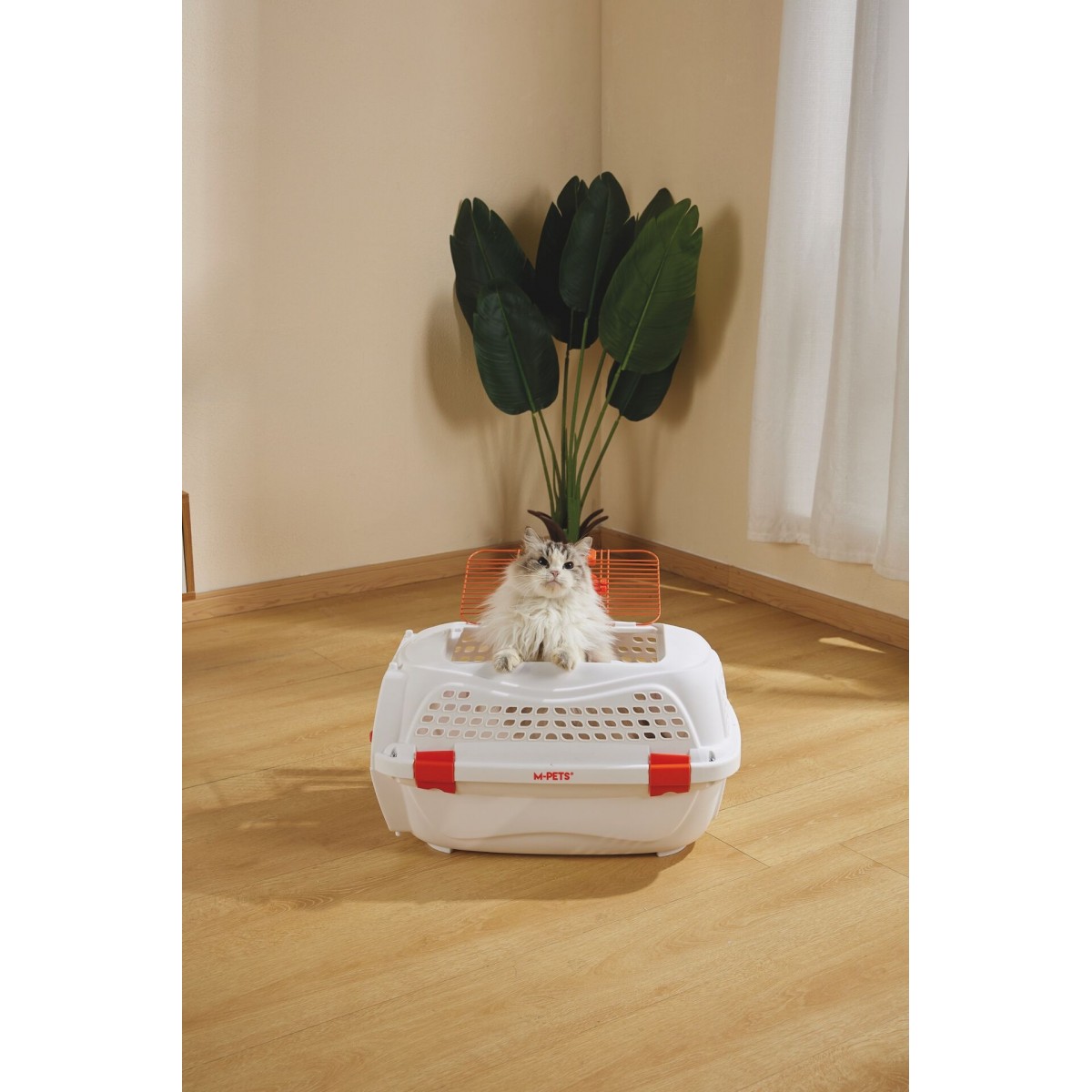 M-Pets Eco Giro Carrier Kedi ve Küçük Irk Köpek Taşıma Çantası 51.6x32.7x29.6 Cm Beyaz/Turuncu Medium