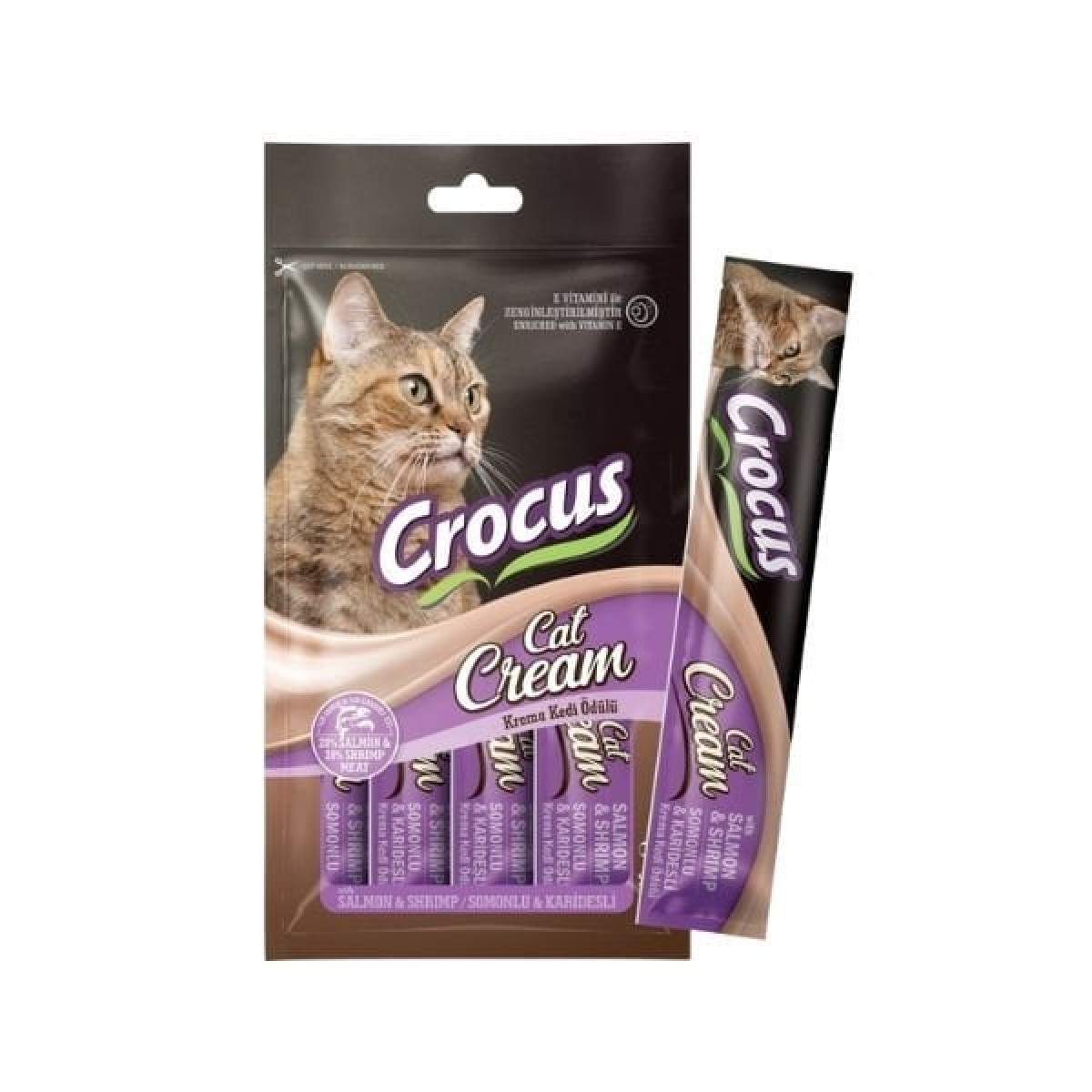 Crocus Somonlu ve Karidesli Sıvı Kedi Ödül Maması 1 Adet 4x15 Gr