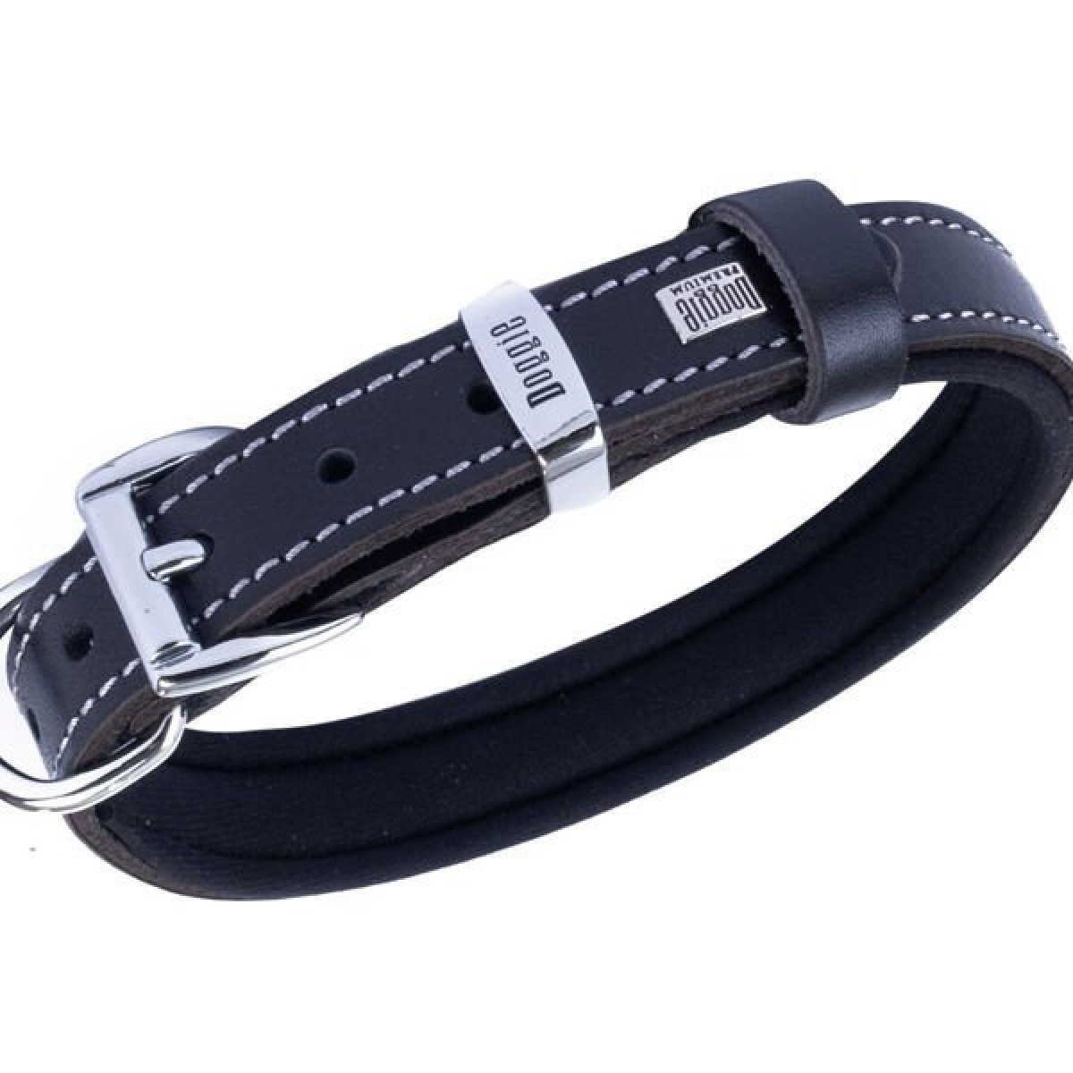 Doggie Comfort Deri Pati Desenli Köpek Boyun Tasması Medium Siyah 2x35-40 Cm