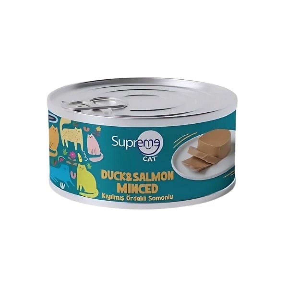 Supreme Cat Kıyılmış Ördekli ve Somonlu Yetişkin Konserve Kedi Maması 1 Adet 85 Gr