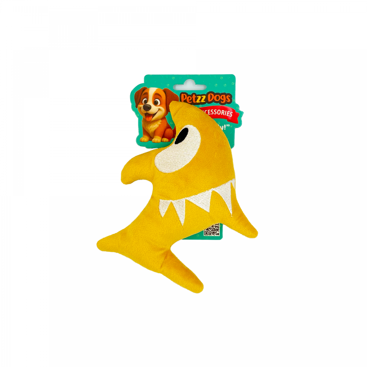 PetzzDogs Shark Sesli Dayanıklı Peluş Köpek Çiğneme Oyuncağı Sarı 16x14 Cm