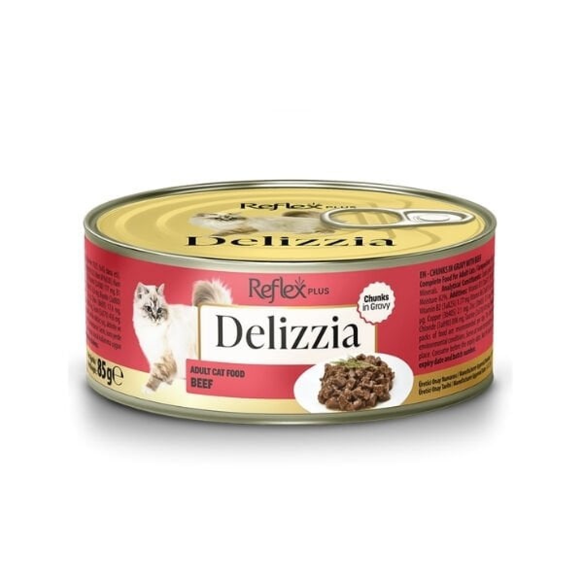 Reflex Plus Delizzia Sos İçinde Parça Dana Etli Yetişkin Konserve Kedi Maması 85 Gr 1 Adet