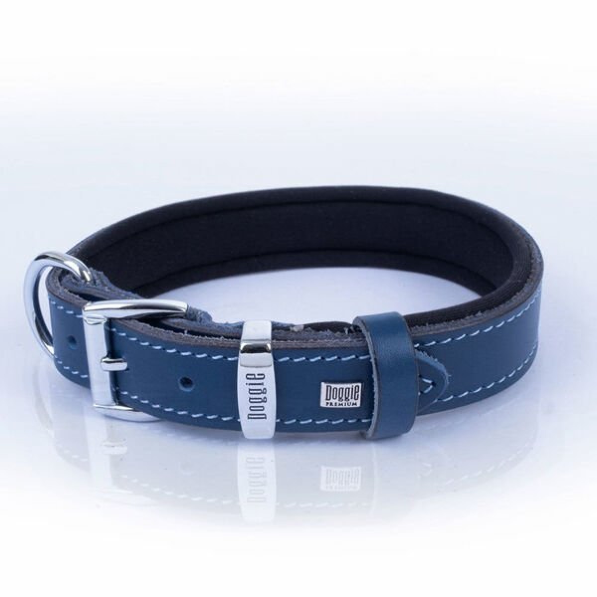 Doggie Comfort Deri Nazar Boncuklu Köpek Boyun Tasması Medium Mavi 2.5x37-45 Cm