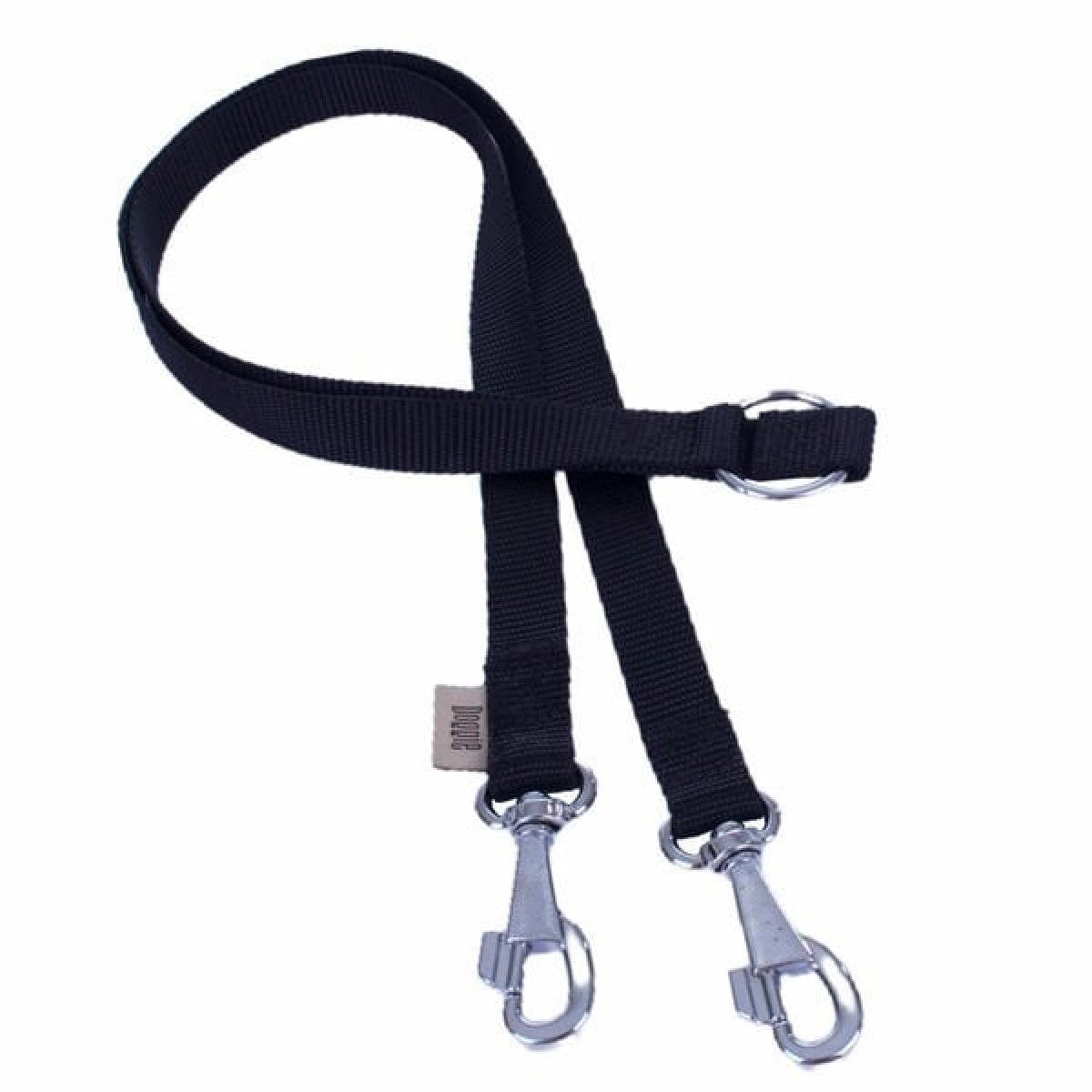 Doggie Dokuma Çift Köpek Gezdirme Tasma Aparatı Medium Siyah 2.5x70-60 Cm