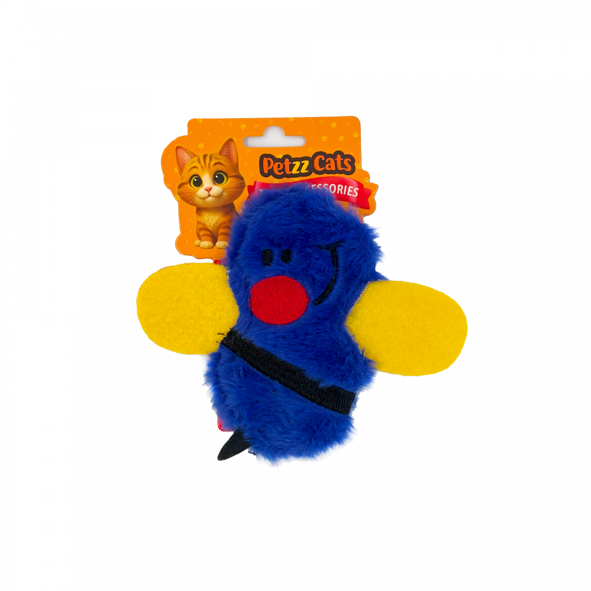 PetzzCats Bee Matatabi ve Çıngırak Sesli Peluş Kedi Oyuncağı Mavi 15x14 Cm