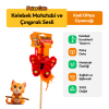PetzzCats Kelebek Matatabi ve Çıngırak Sesli Kedi Oltası Oyuncağı Kırmızı 42 Cm