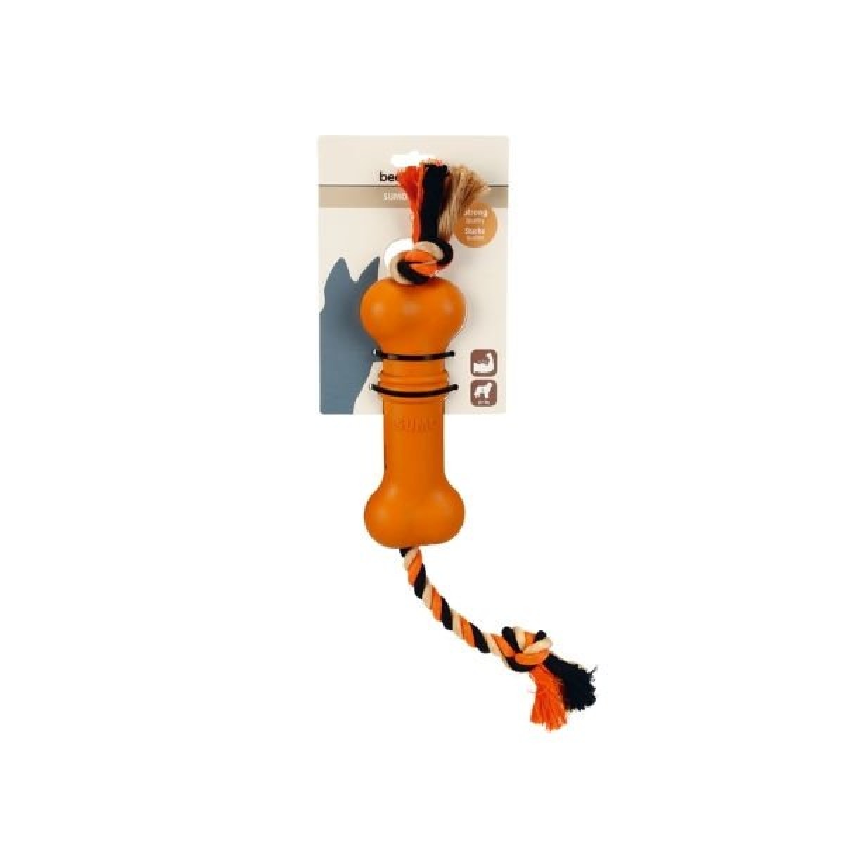 Beeztees Sumo Mini Dentel Kemik İpli Kauçuk Köpek Oyuncağı Turuncu 20 Cm