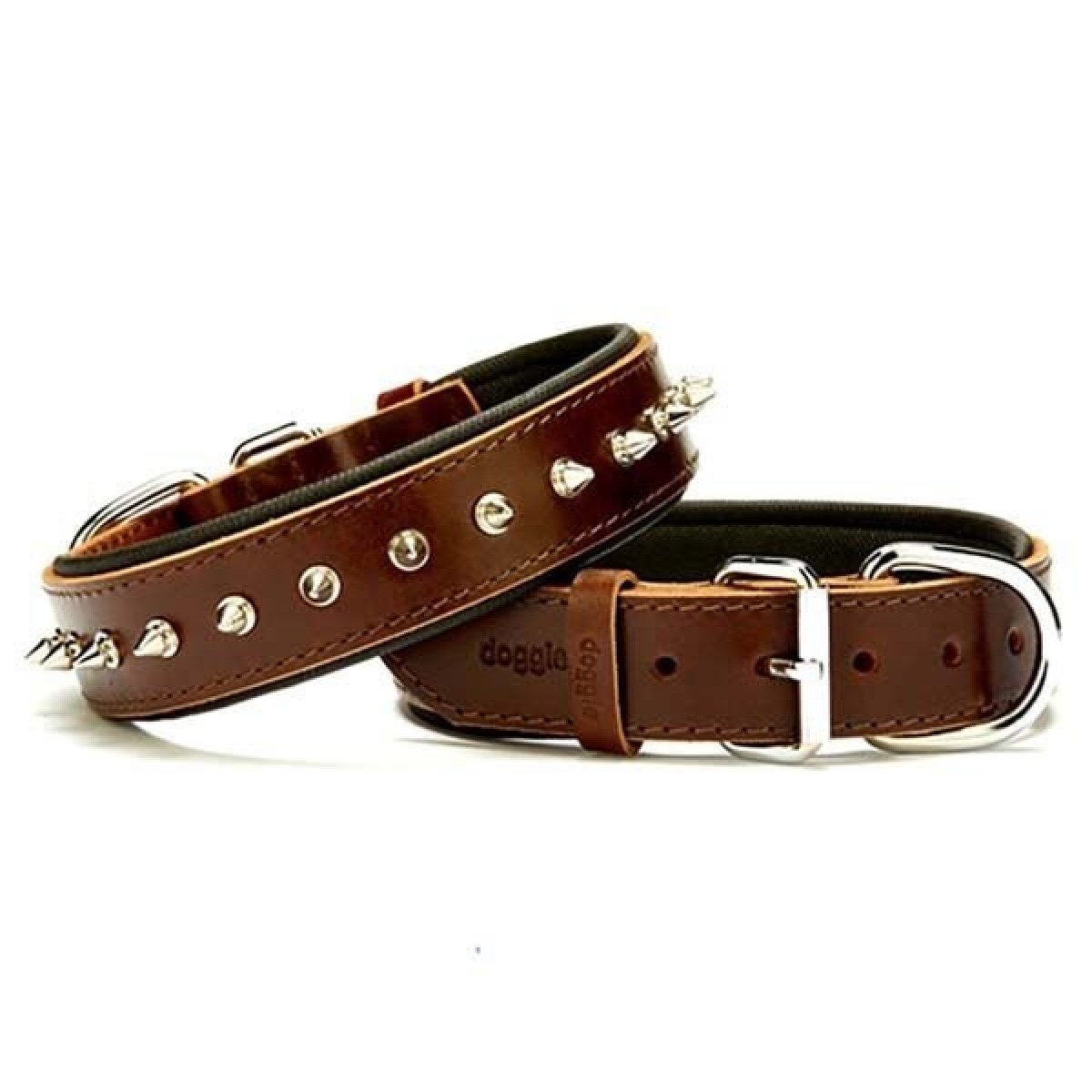 Doggie Comfort Deri Çivili Köpek Boyun Tasması Medium Kahverengi 3.5x47-55 Cm