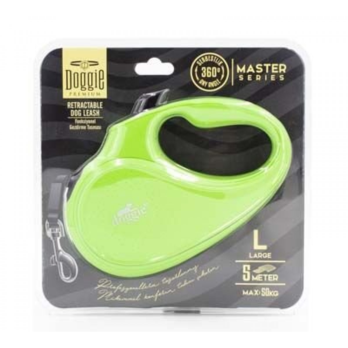 Doggie Master Otomatik Köpek Uzatma Tasması Large Yeşil 50 Kg 5 Mt