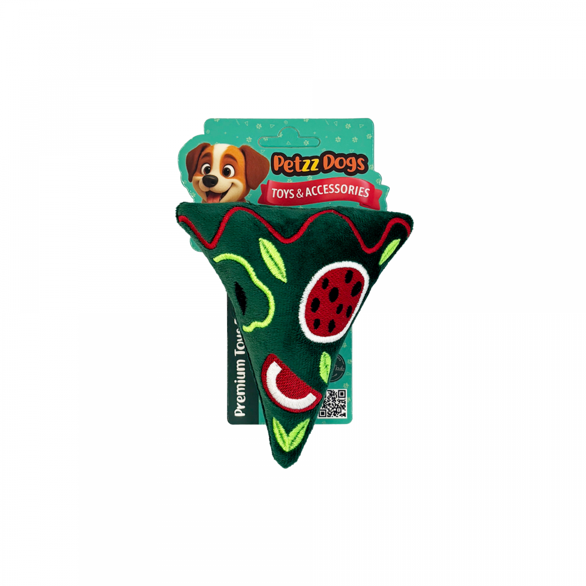 PetzzDogs Little Pizza Sesli Dayanıklı Peluş Köpek Çiğneme Oyuncağı Yeşil 14x13 Cm