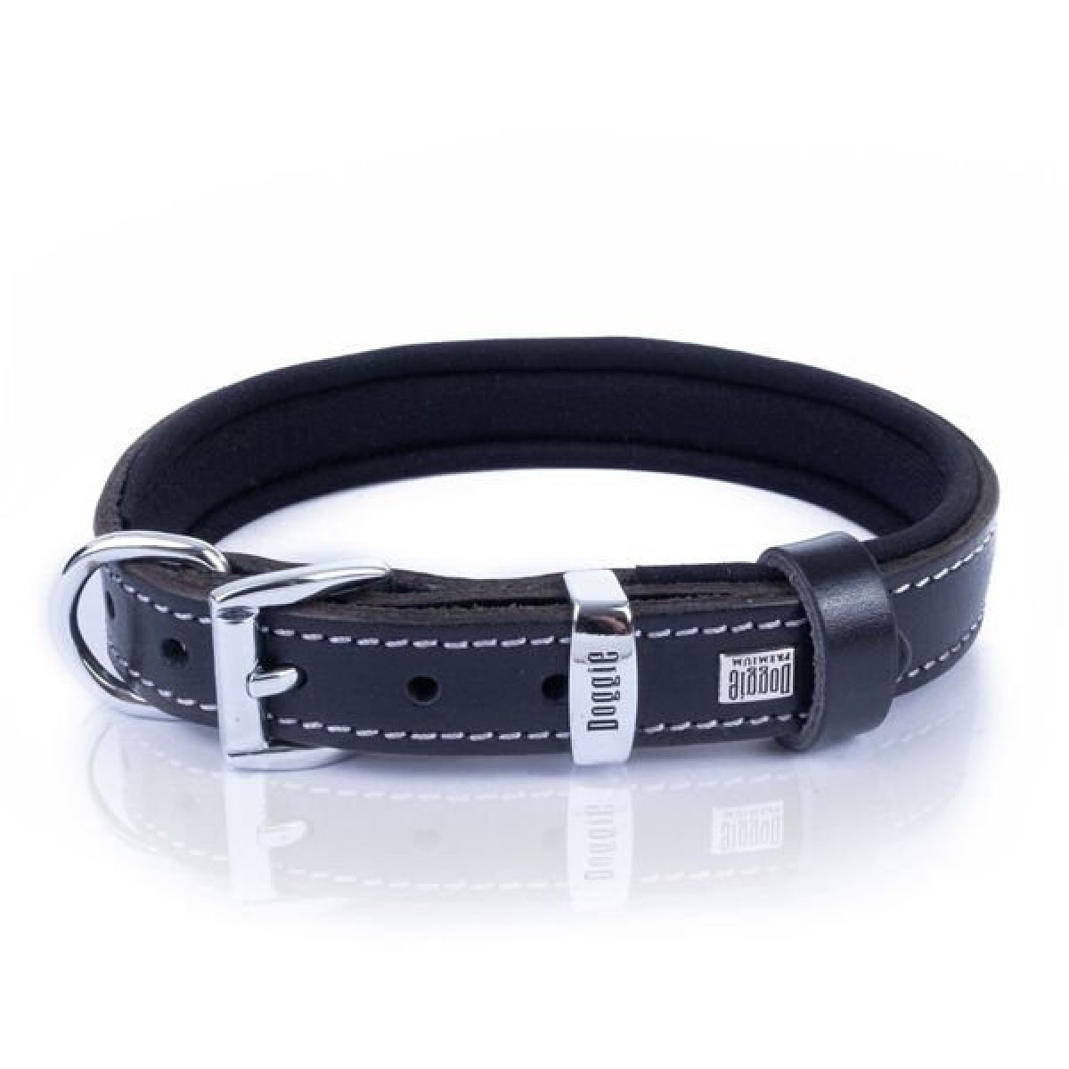 Doggie Comfort Deri Pati Desenli Köpek Boyun Tasması Medium Siyah 2x35-40 Cm