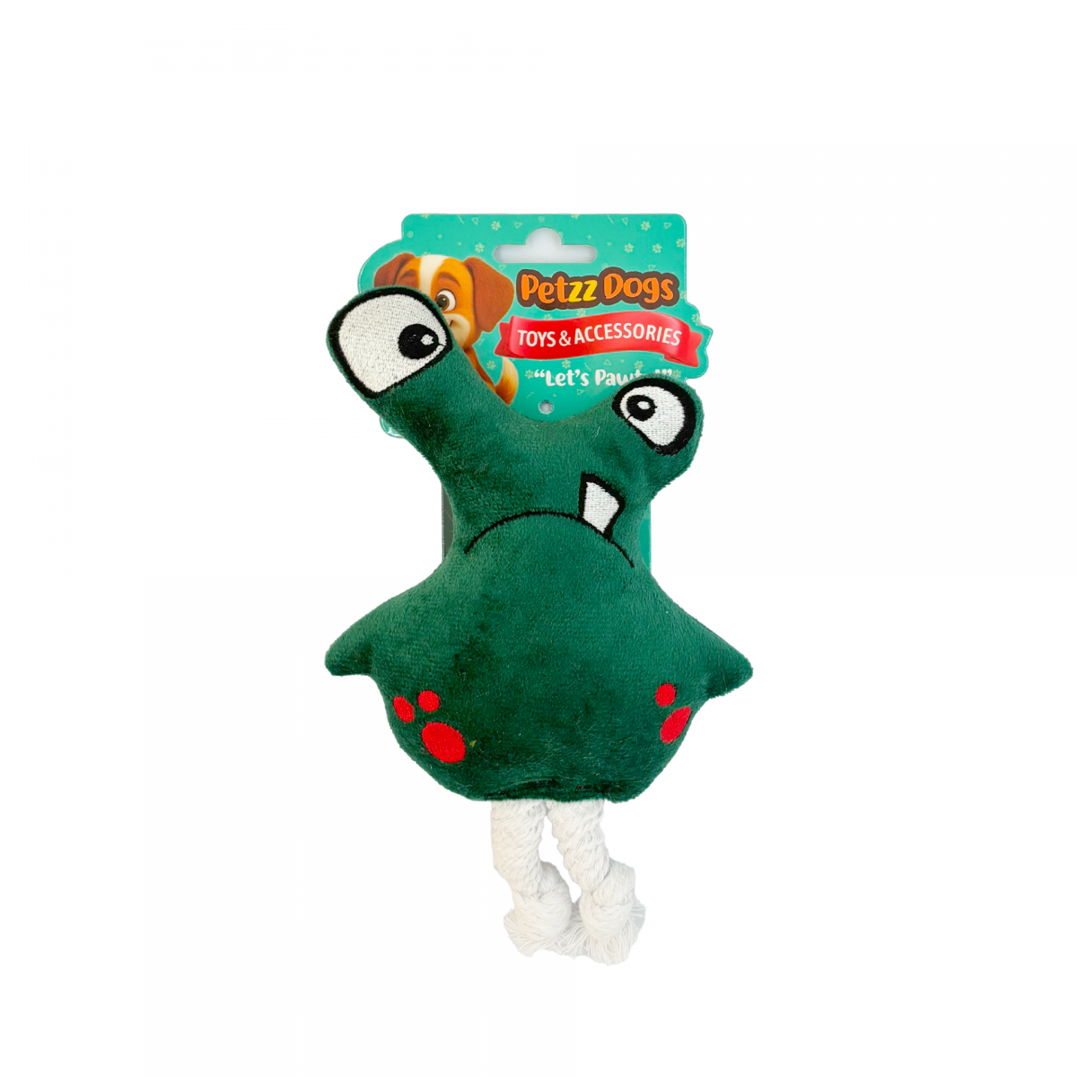 PetzzDogs Kuntik Sesli Dayanıklı Peluş Köpek Çiğneme Oyuncağı Yeşil 22x16 Cm