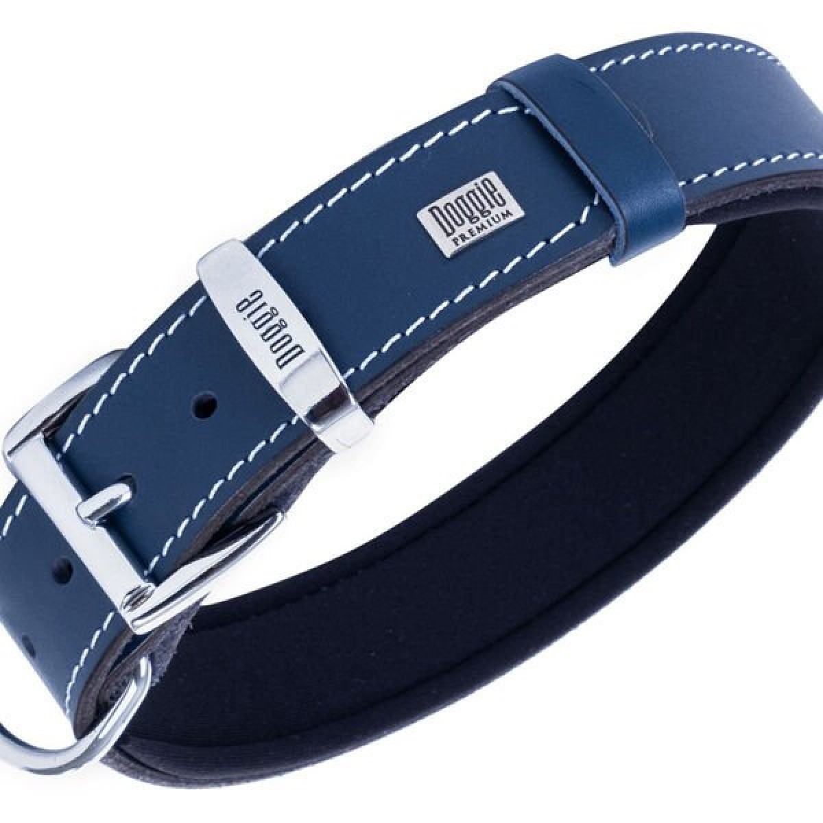 Doggie Comfort Deri Pati Desenli Köpek Boyun Tasması Small Mavi 4x47-55 Cm