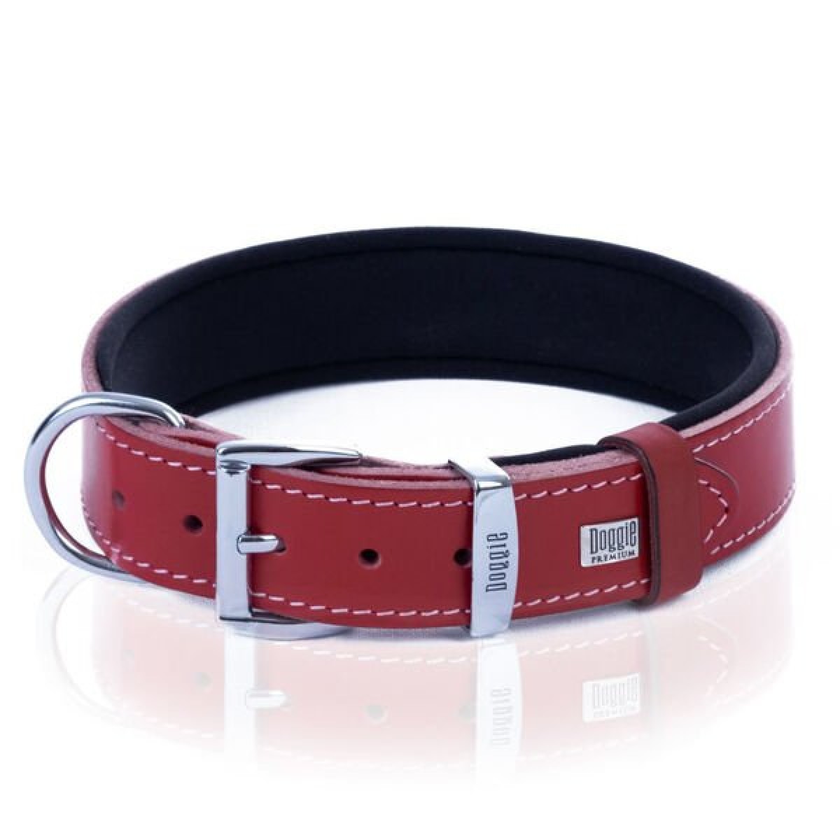 Doggie Comfort Deri Kemik Süslü Köpek Boyun Tasması Large Kırmızı 4x57-65 Cm