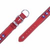 Doggie Comfort Deri Nazar Boncuklu Köpek Boyun Tasması Medium Kırmızı 3.5x47-55 Cm