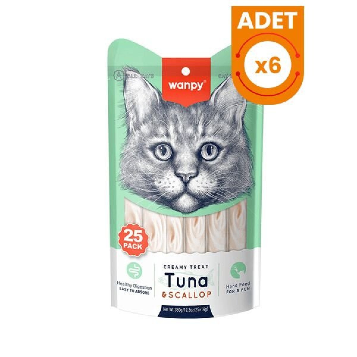 Wanpy Ton Balıklı ve Deniz Taraklı Sıvı Kedi Ödülü 1 Adet 25x14 Gr