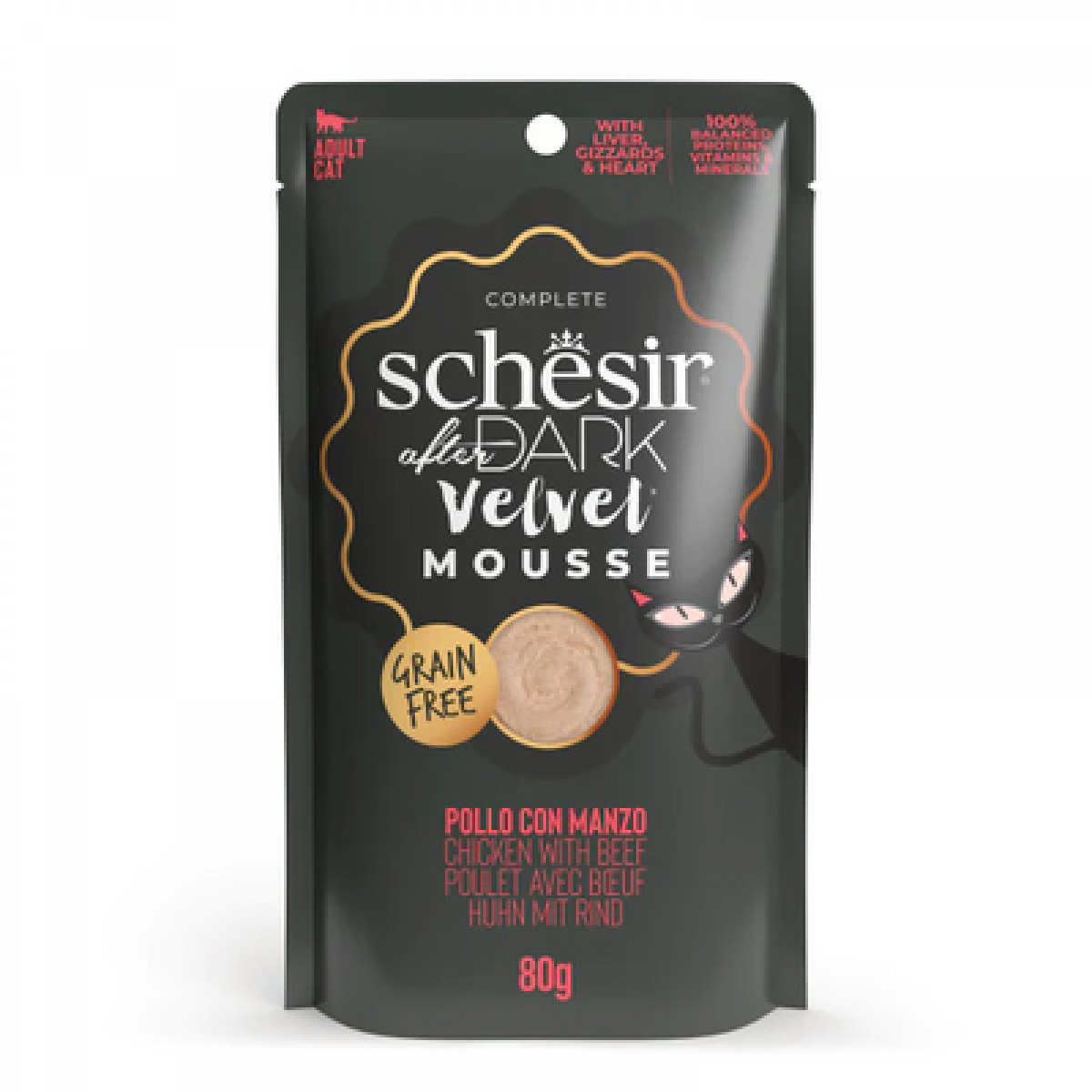 Schesir After Dark Velvet Mousse Tavuklu ve Sığır Etli Yetişkin Kedi Yaş Maması 1 Adet 80 Gr