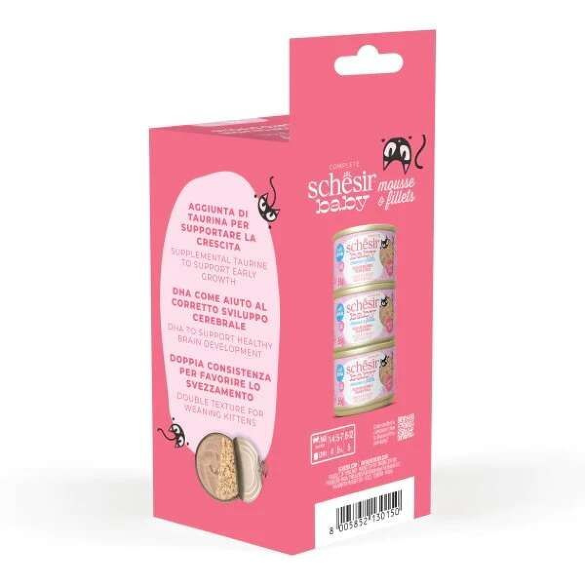 Schesir Baby Cat Somonlu ve Tavuk Ciğerli Yavru Kedi Konservesi 1 Adet 3x55 Gr