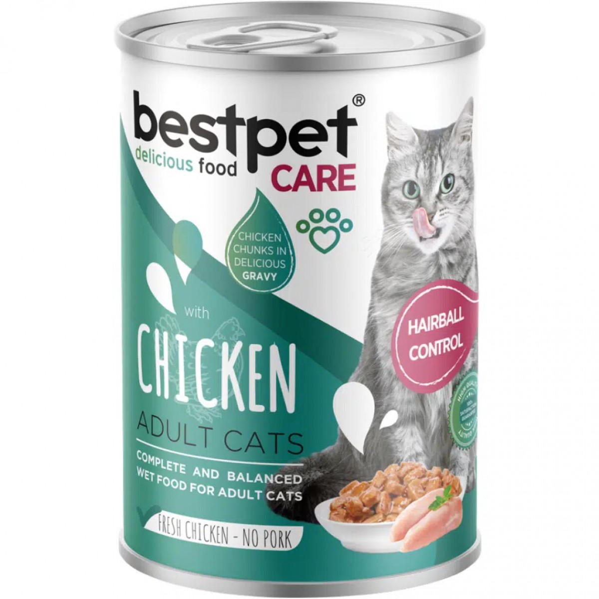 Bestpet Hairball Tüy Yumağı Kontrollü Tavuk Eti Kedi Konservesi Gravy 400 Gr
