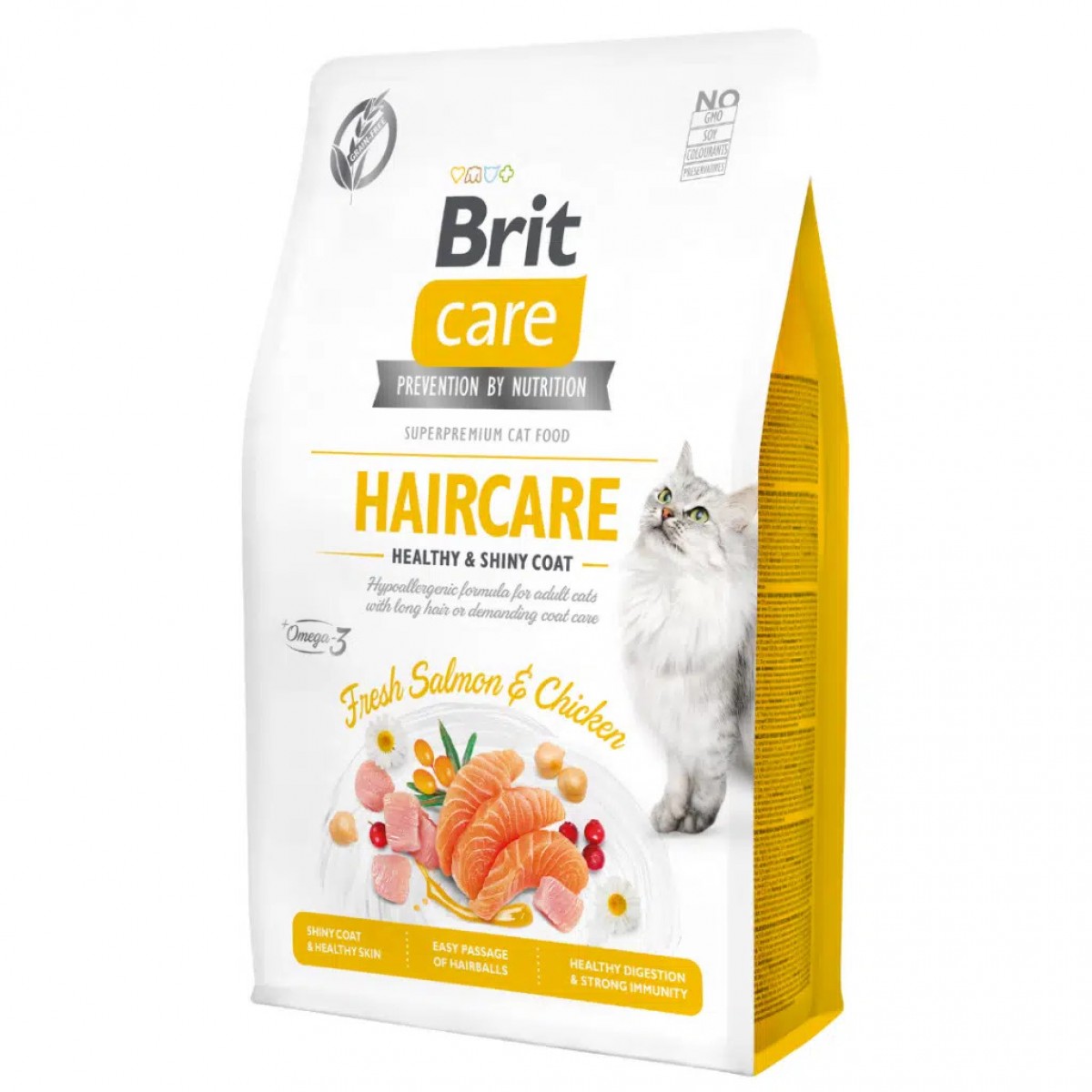 Brit Care Haircare Hypo Allergenic Deri ve Tüy Sağ. İçin Tavuk ve Somonlu Tahılsız Kedi Maması 7 Kg