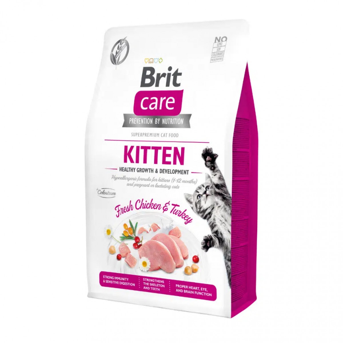 Brit Care Kitten Hypo Allergenic Sağlıklı Büyüme Tavuklu ve Hindili Tahılsız Yavru Kedi Maması 2 Kg