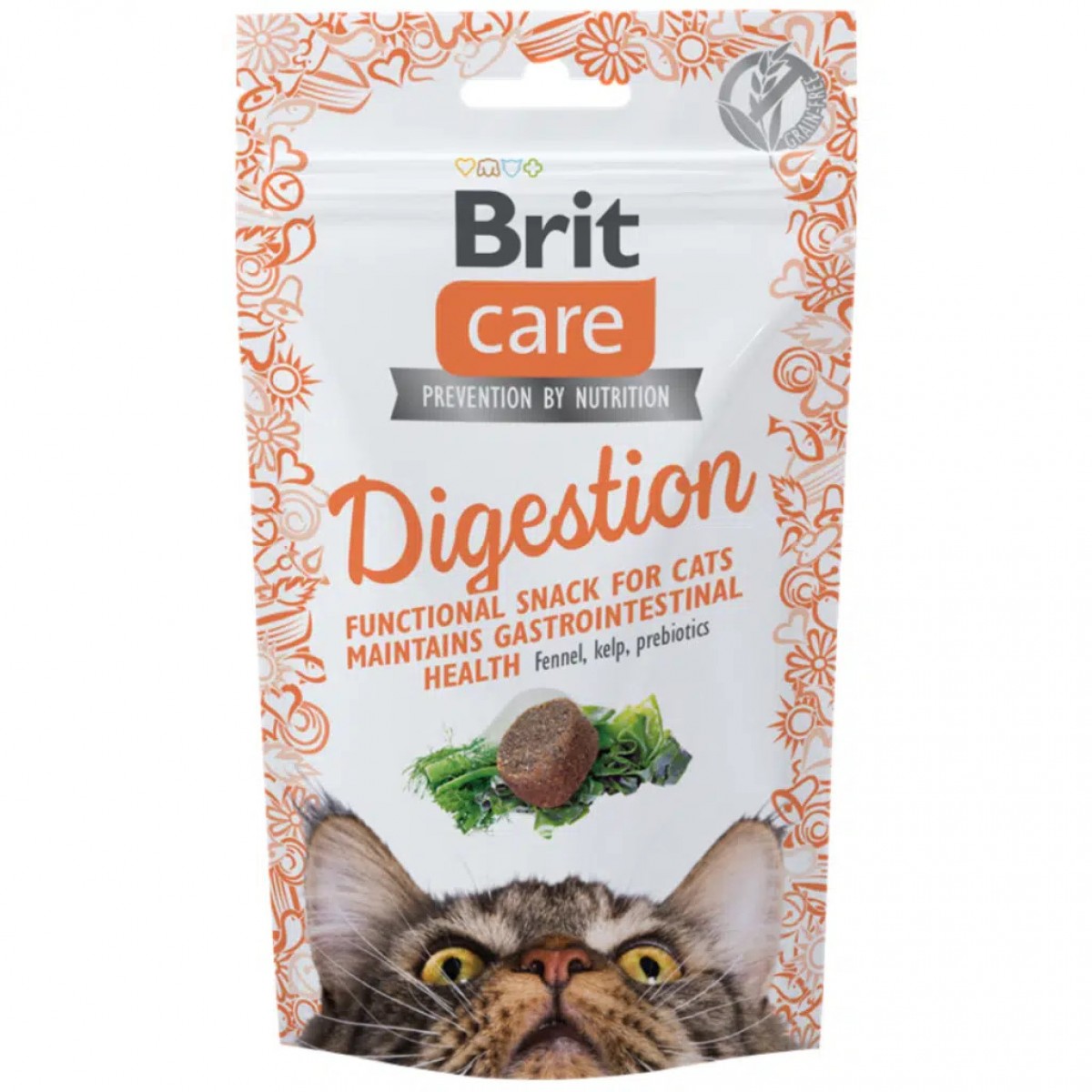 Brit Care Functional Snack Digestion Sindirim Sistemini Düzenlemek İçin Tahılsız Kedi Ödülü 50 Gr