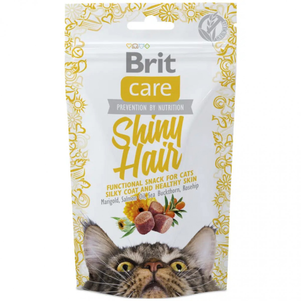 Brit Care Functional Snack Shiny Hair Parlak Tüyler ve Sağlıklı Cilt İçin Tahılsız Kedi Ödülü 50 Gr