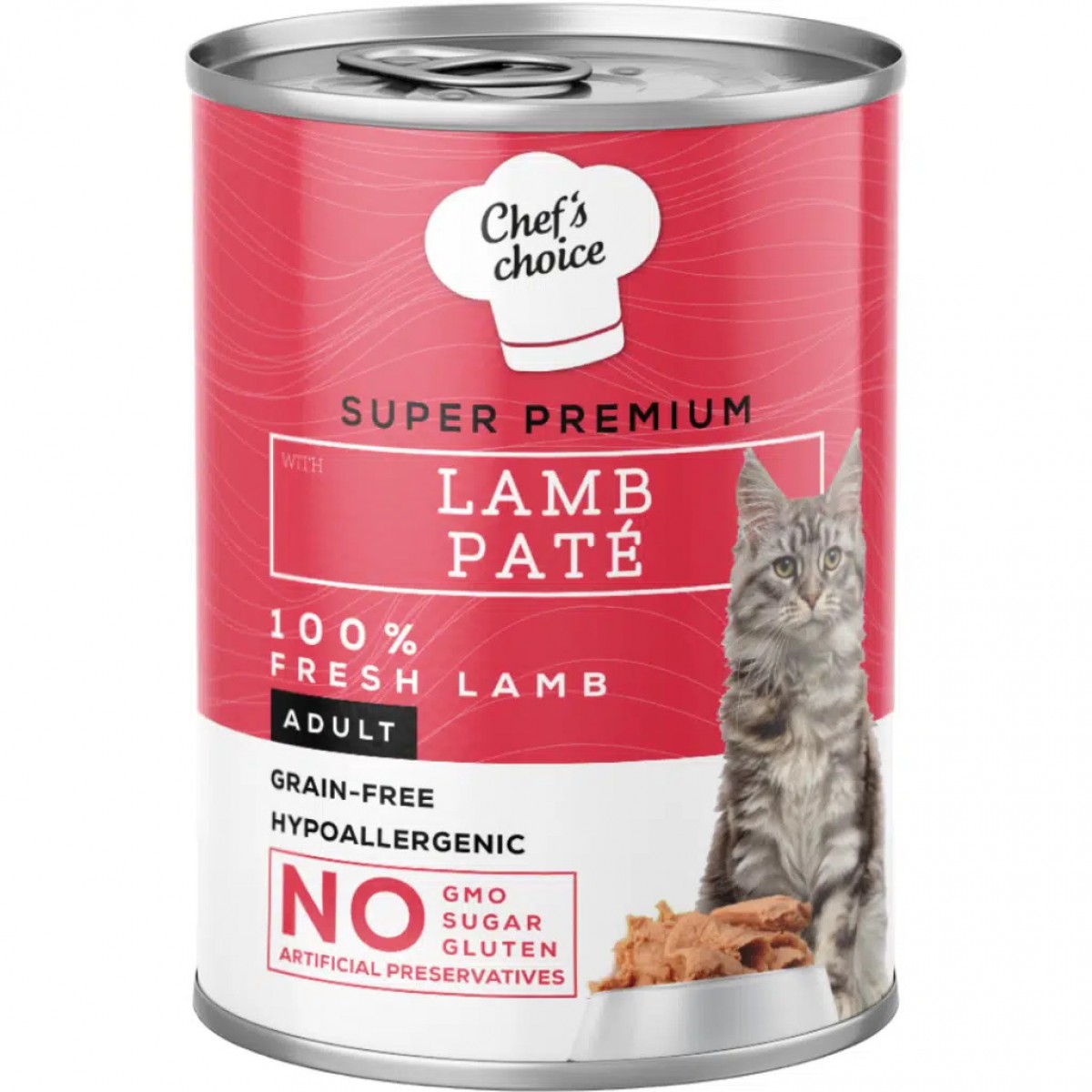 Chef's Choice Tahılsız Hipoalerjenik Kuzu Etli Kedi Konservesi Pate 400 Gr