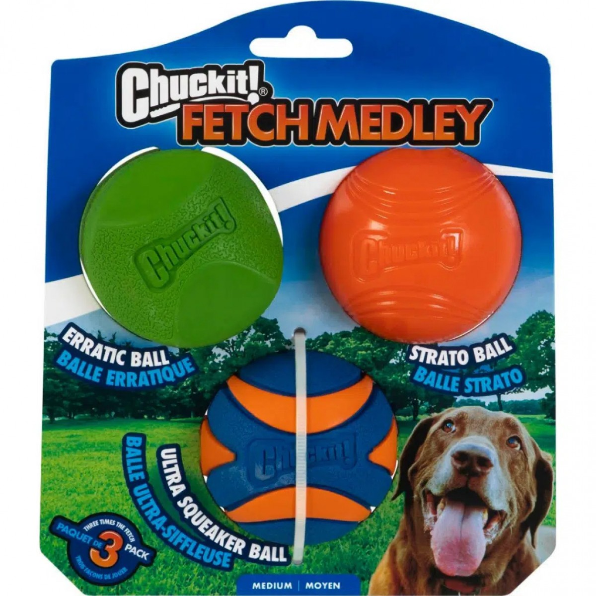 Chuckit! Fetch Medley Gen2 3 Lü Köpek Oyun Topu Orta Boy