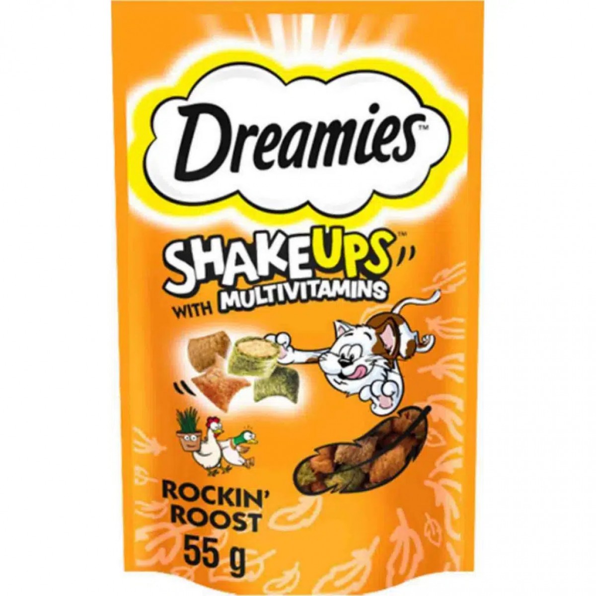 Dreamies Shake Ups Rockin Rooster Tavuklu ve Ördekli Kıtır Kedi Ödülü 55 Gr