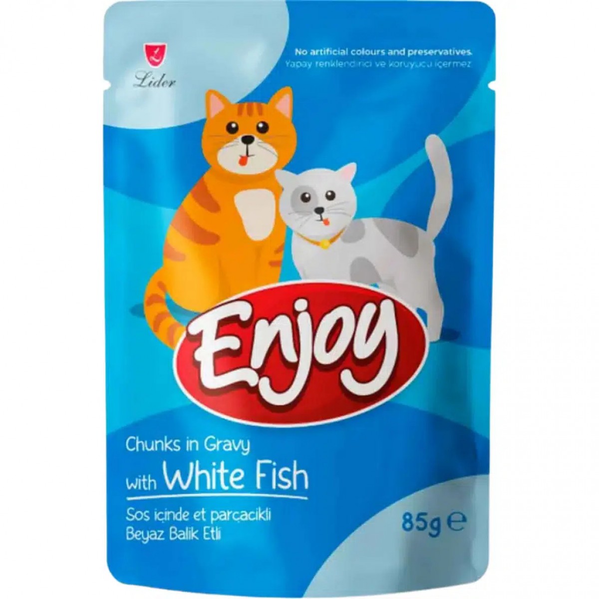 Enjoy Sos İçinde Et Parçacıklı Beyaz Balık Etli Kedi Yaş Maması Pouch 85 Gr