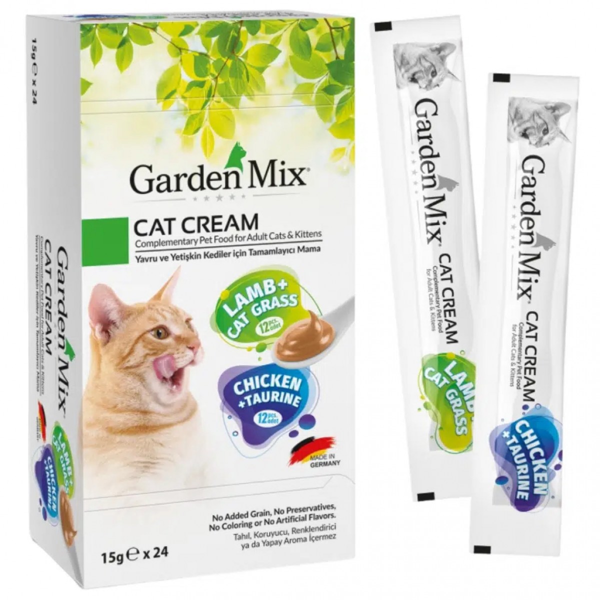 Garden Mix Cat Cream Kuzu Etli & Kedi Otlu ve Tavuklu & Taurinli Krema Kedi Ödülü 24x15 Gr