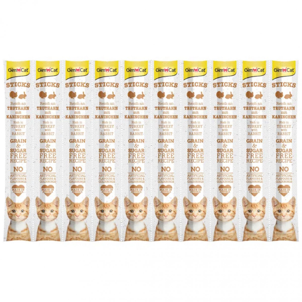 GimCat Sticks Hindi Etli ve Tavşanlı Tahılsız Kedi Ödülü 10x5 Gr