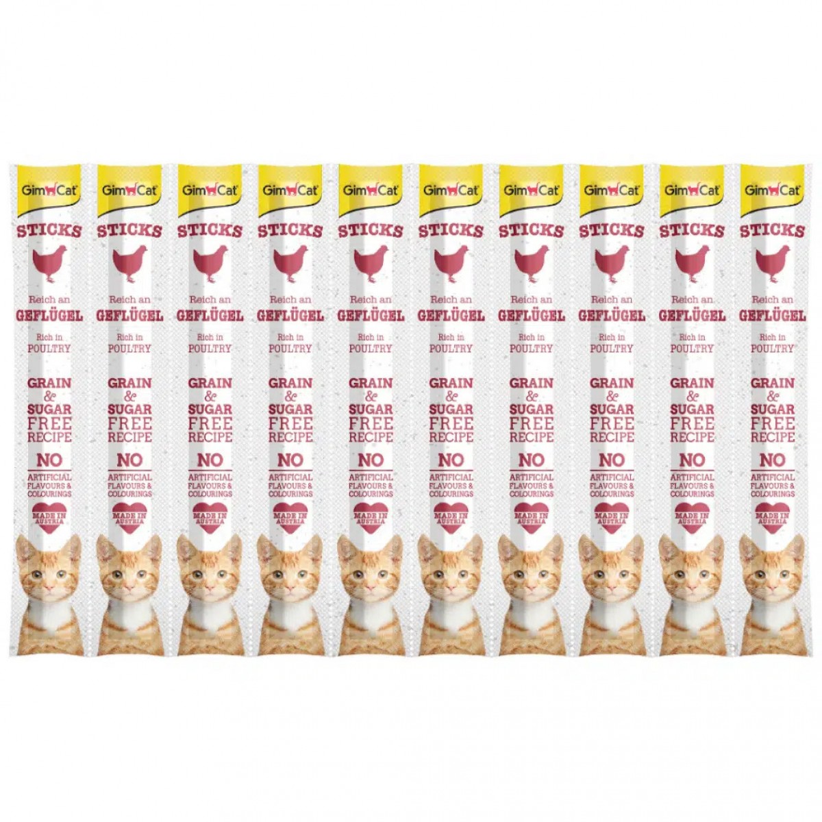 GimCat Sticks Kümes Hayvanı Etli Tahılsız Kedi Ödülü 10x5 Gr