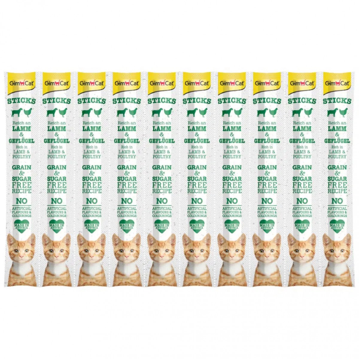 GimCat Sticks Kuzu Etli ve Tavuklu Tahılsız Kedi Ödülü 10x5 Gr