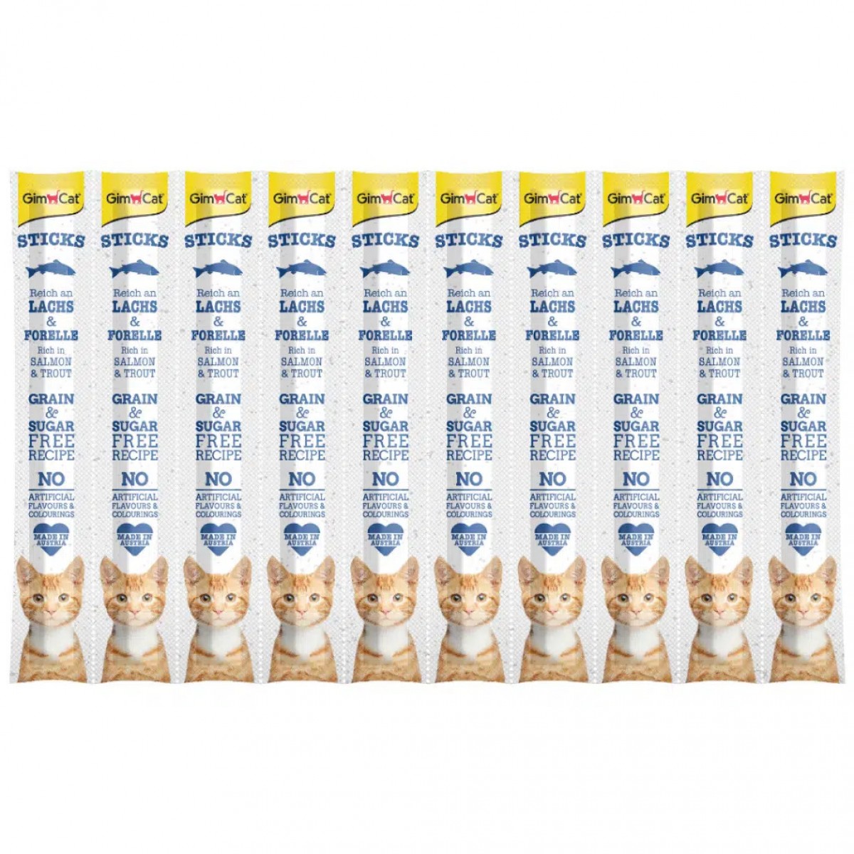 GimCat Sticks Somonlu ve Alabalıklı Tahılsız Kedi Ödülü 10x5 Gr