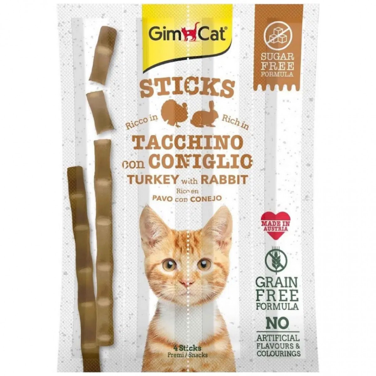 GimCat Sticks Hindi Etli ve Tavşanlı Tahılsız Kedi Ödülü 4x5 Gr