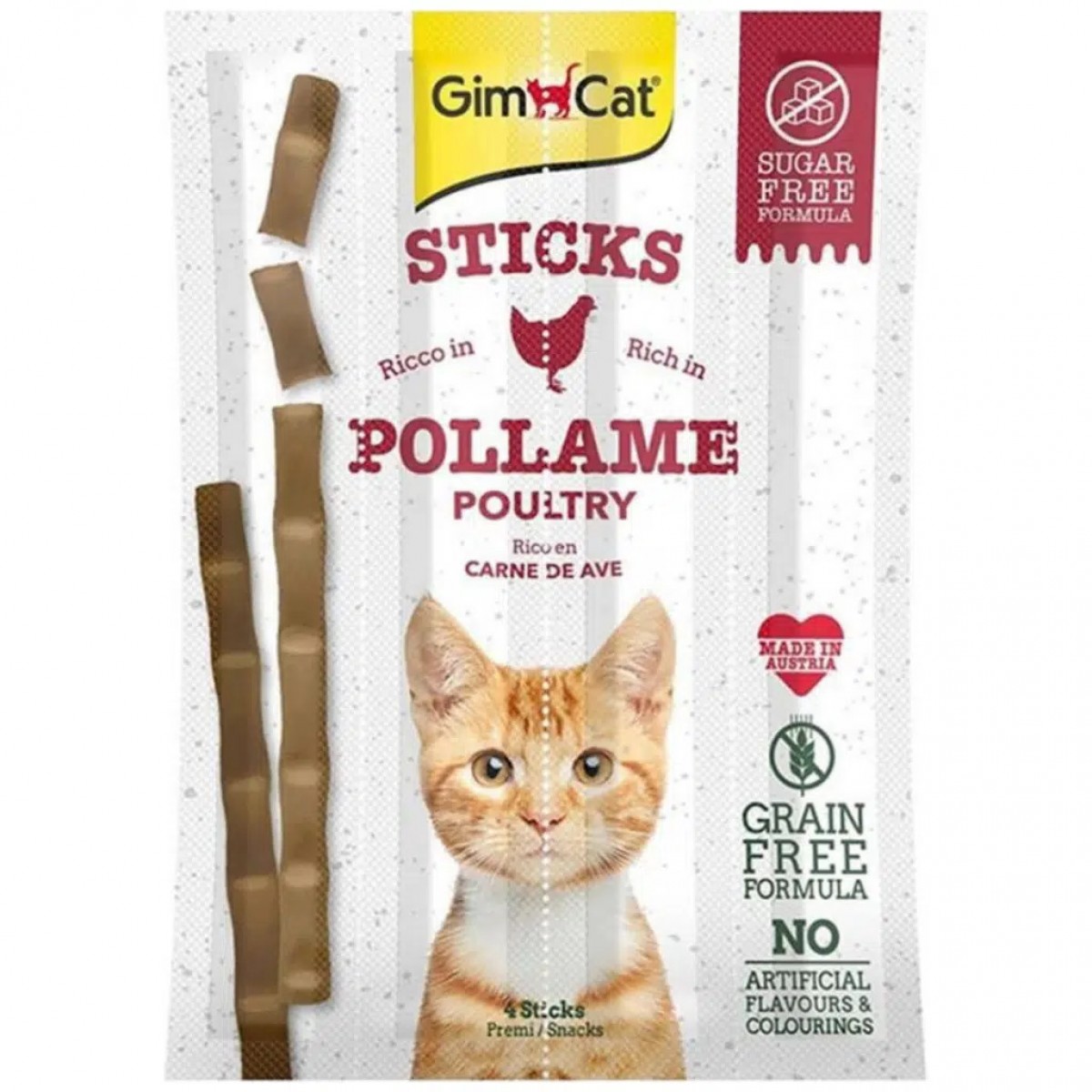 GimCat Sticks Kümes Hayvanı Etli Tahılsız Kedi Ödülü 4x5 Gr