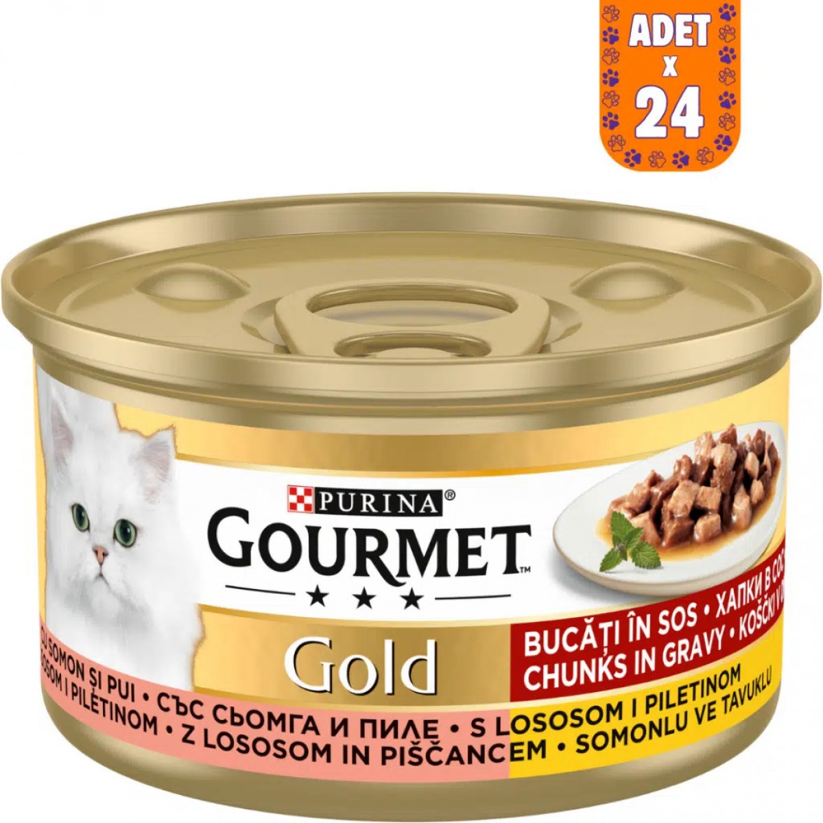 Gourmet Gold Somonlu Ve Tavuklu Kedi Konserve Maması 85 Gr 24 Adet