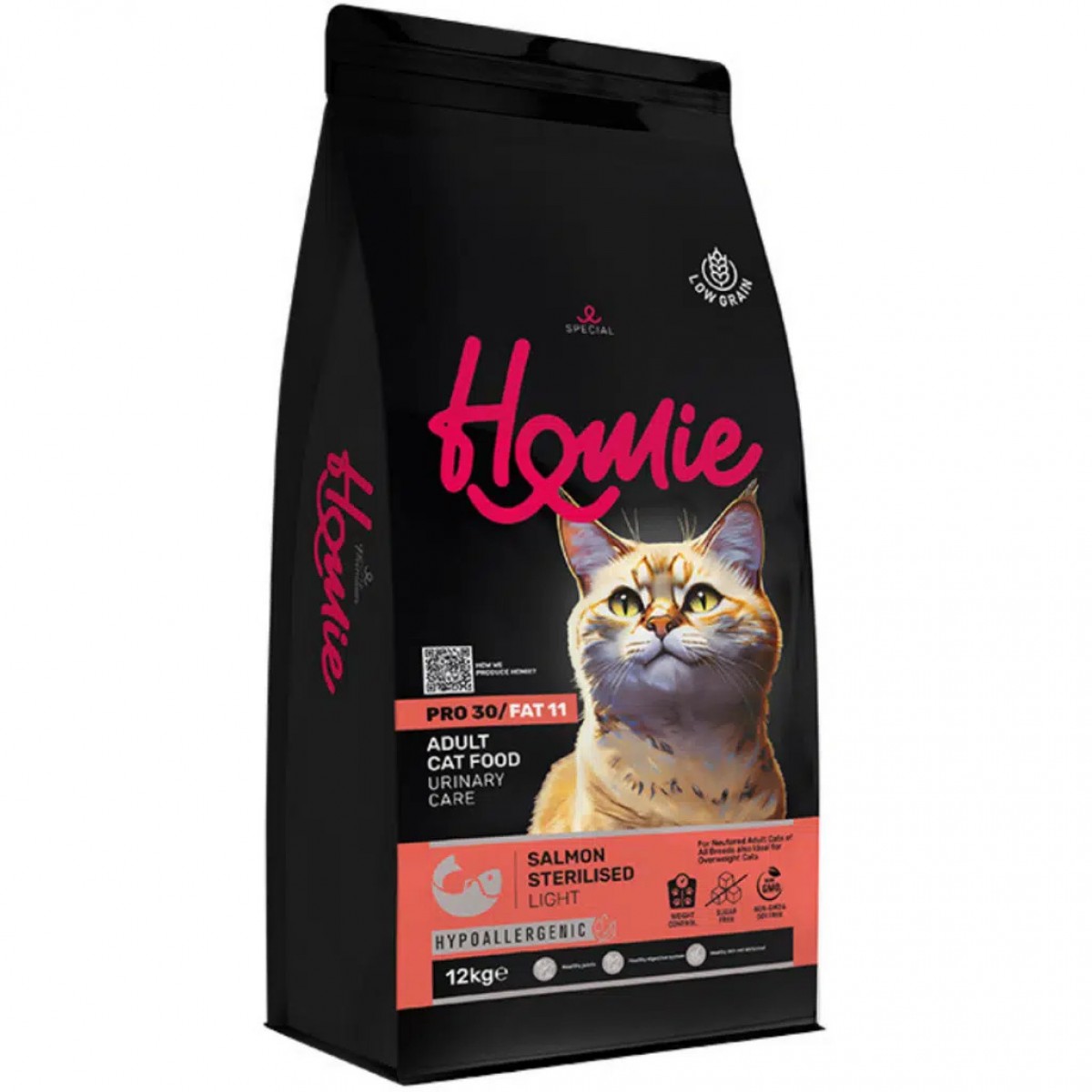 Homie Süper Premium Düşük Tahıllı Sterilised Somonlu Kısırlaştırılmış Kedi Maması 12 Kg