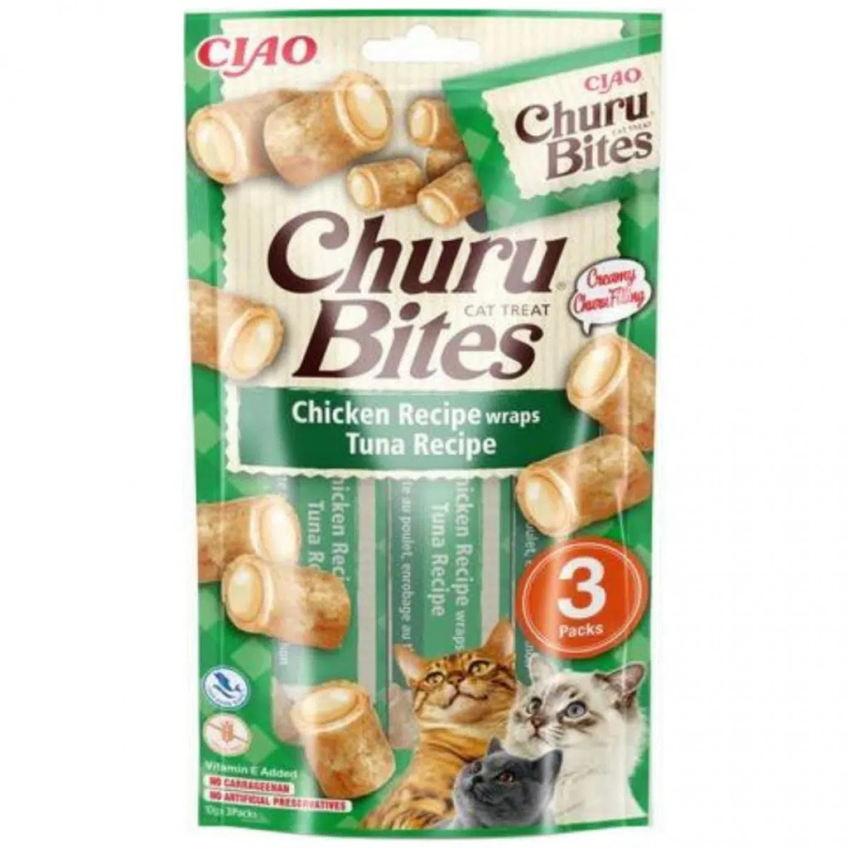 inaba Ciao Churu Bites Tavuk Sargılı ve Ton Balıklı Kedi Ödülü 3x10 Gr